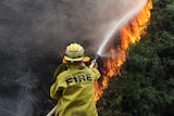 NSW Fire Brigade crews fight a fire in Leura in the Blue Mountains west of Sydney, on Tuesday September 20, 2011.