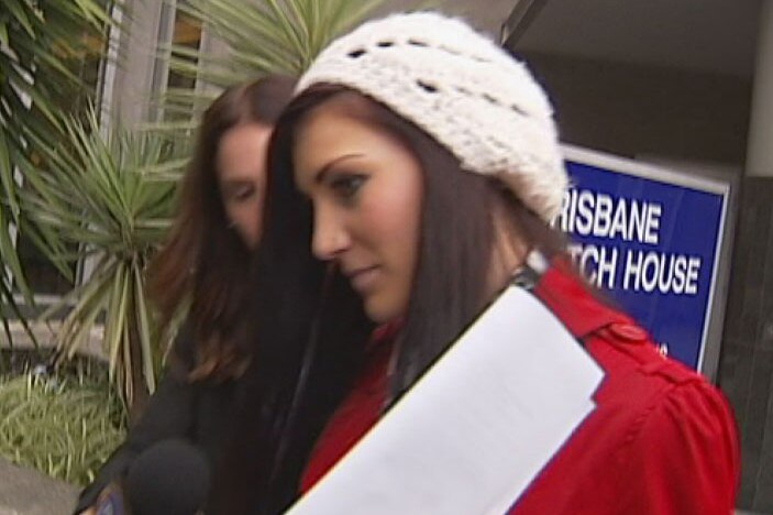 Katie Lewis leaves the Brisbane Magistrates Court.