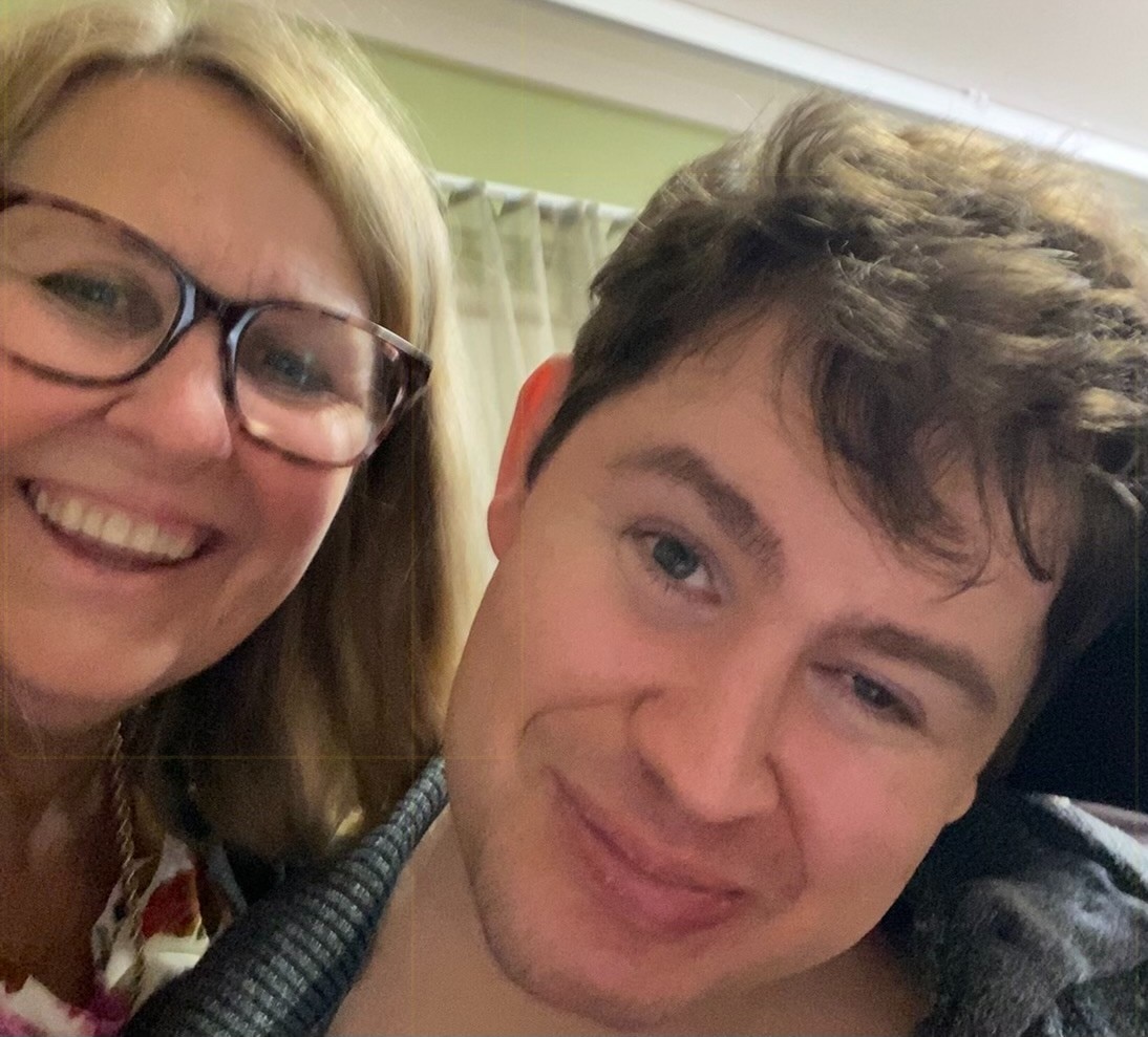 A woman and a young man.