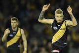 Brandon Ellis celebrates a goal against North Melbourne