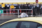 Taxi drivers protest at Tullamarine Airport.