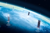 Artist's impression of a network of satellites in low-earth orbit