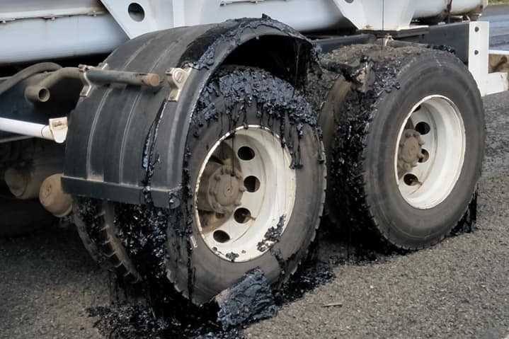 Millaa Millaa road melting bitumen.