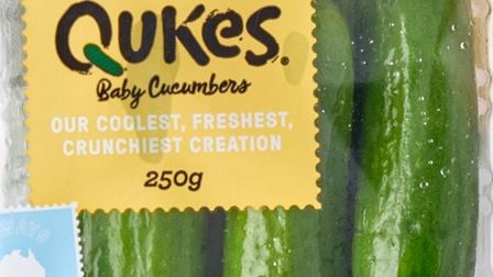 A packet of Qukes baby cucumbers