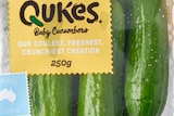 A packet of Qukes baby cucumbers