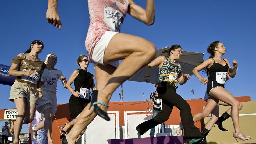 Well-heeled women racing