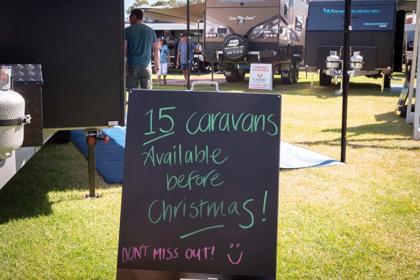 Caravan shortage sign, Caravan and camping show, Perth.