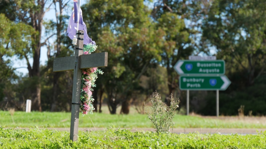 A cross marking a car crash on Bussell highway