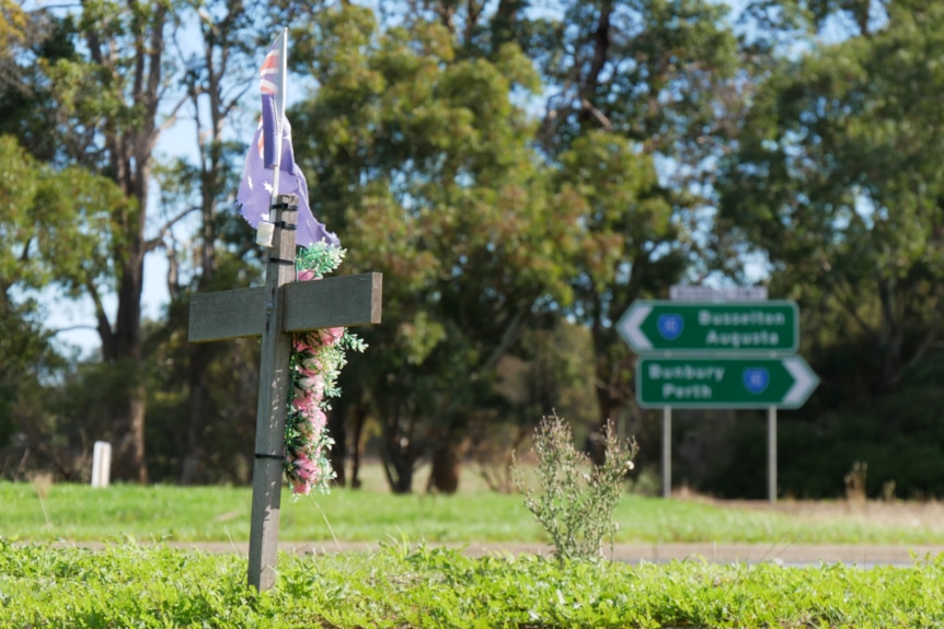 A cross marking a car crash on Bussell highway