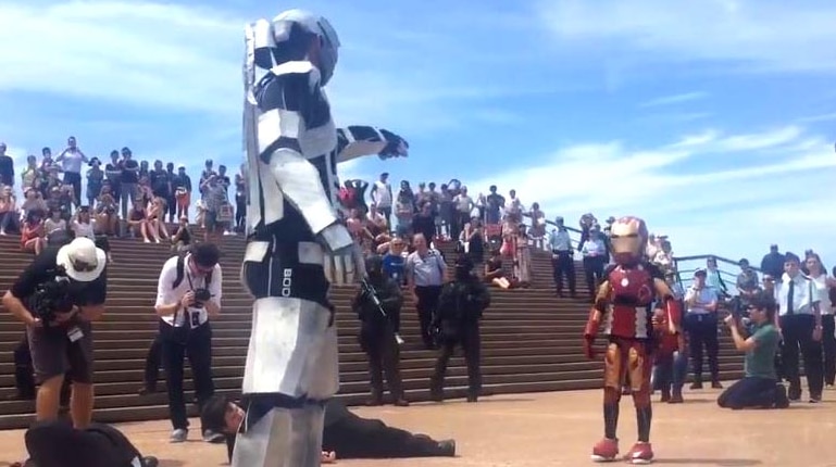 Iron Boy arrives at Sydney Opera House