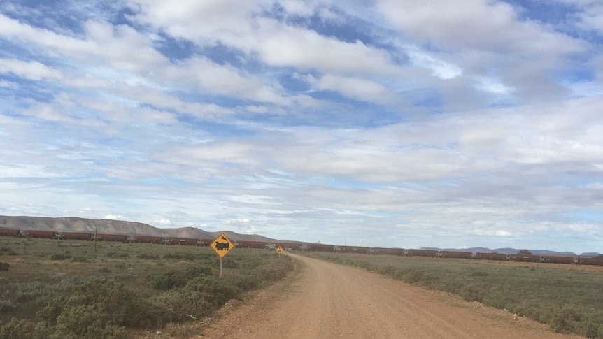 A coal train travelling to Leigh Creek.