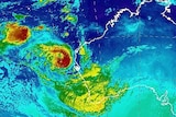 A colourful satellite image of Tropical Cyclone Seroja as it heads towards the WA coast.