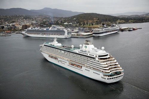 Three cruise ships in Hobart