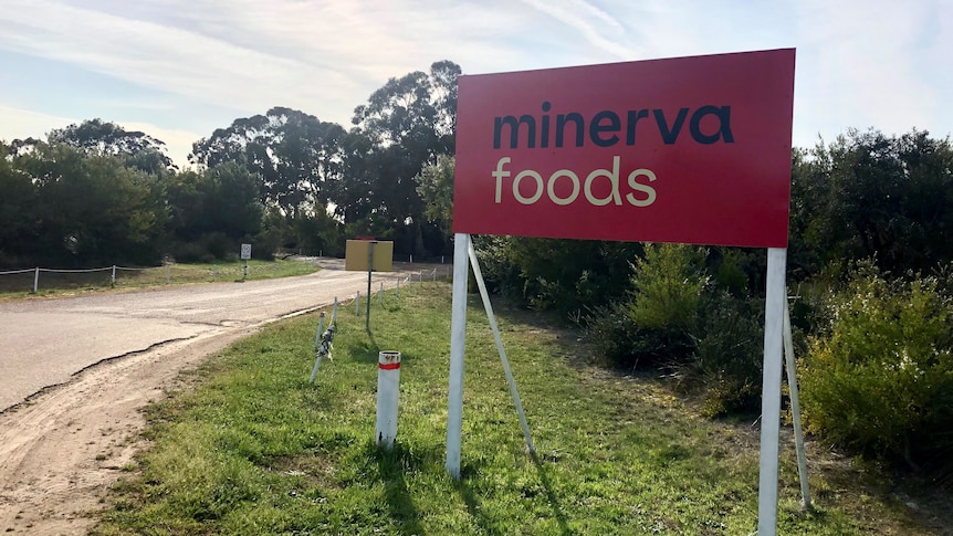 A sign saying Minerva Foods