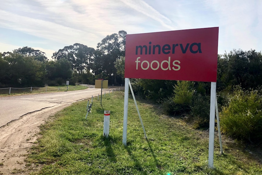 A sign saying Minerva Foods
