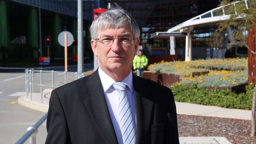 WA building commissioner Peter Gow standing outside the new Perth Children's Hospital.