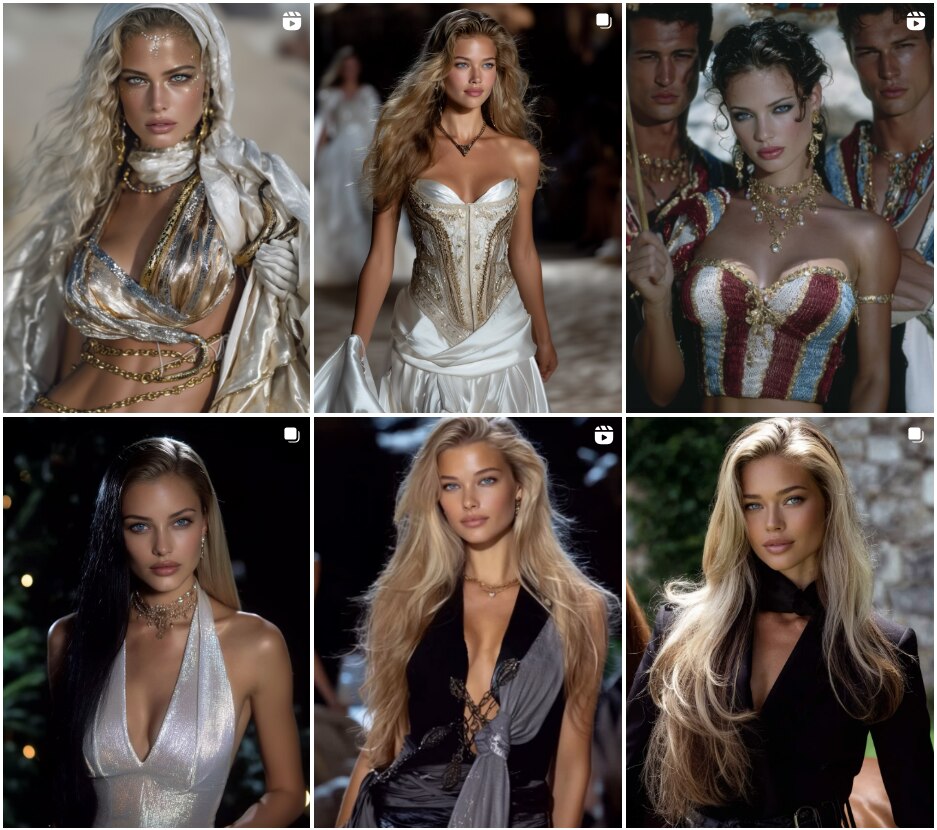 An Instagram grid featuring thin white women with blond or brunette hair