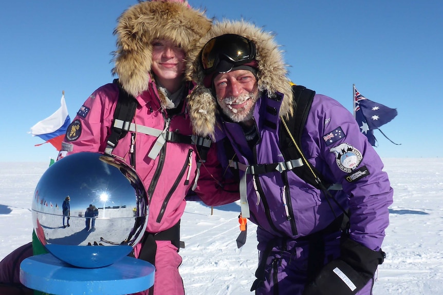 Jade Hameister stands in the snow wearing thermal gear and snow goggles.