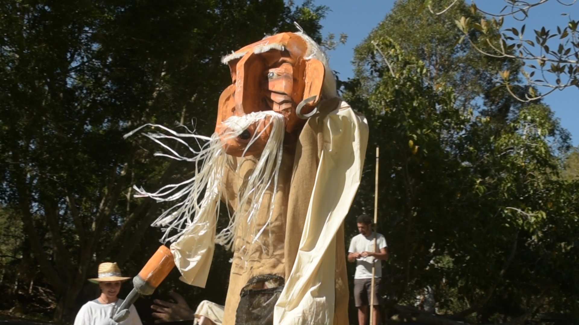 Giant elder puppets being created for this year's Woodford Folk