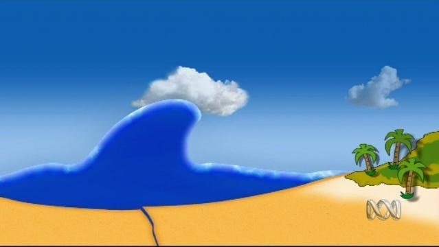 Animated image of a large wave on a beach