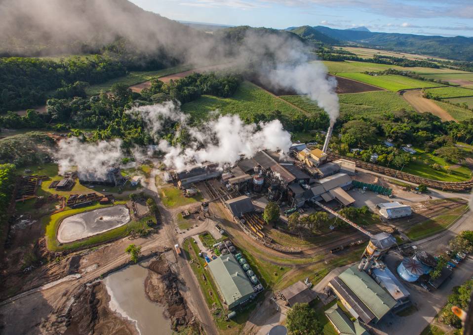 An aerial shot of a sugar mill