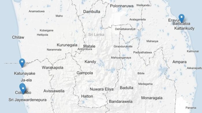 Peta situs ledakan Minggu Paskah di Sri Lanka
