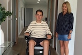 Nick Dempsey who suffers from quadriplegia is in the doorway of 'Nick's Journey House' in Thurgoona with his mother Trudy.