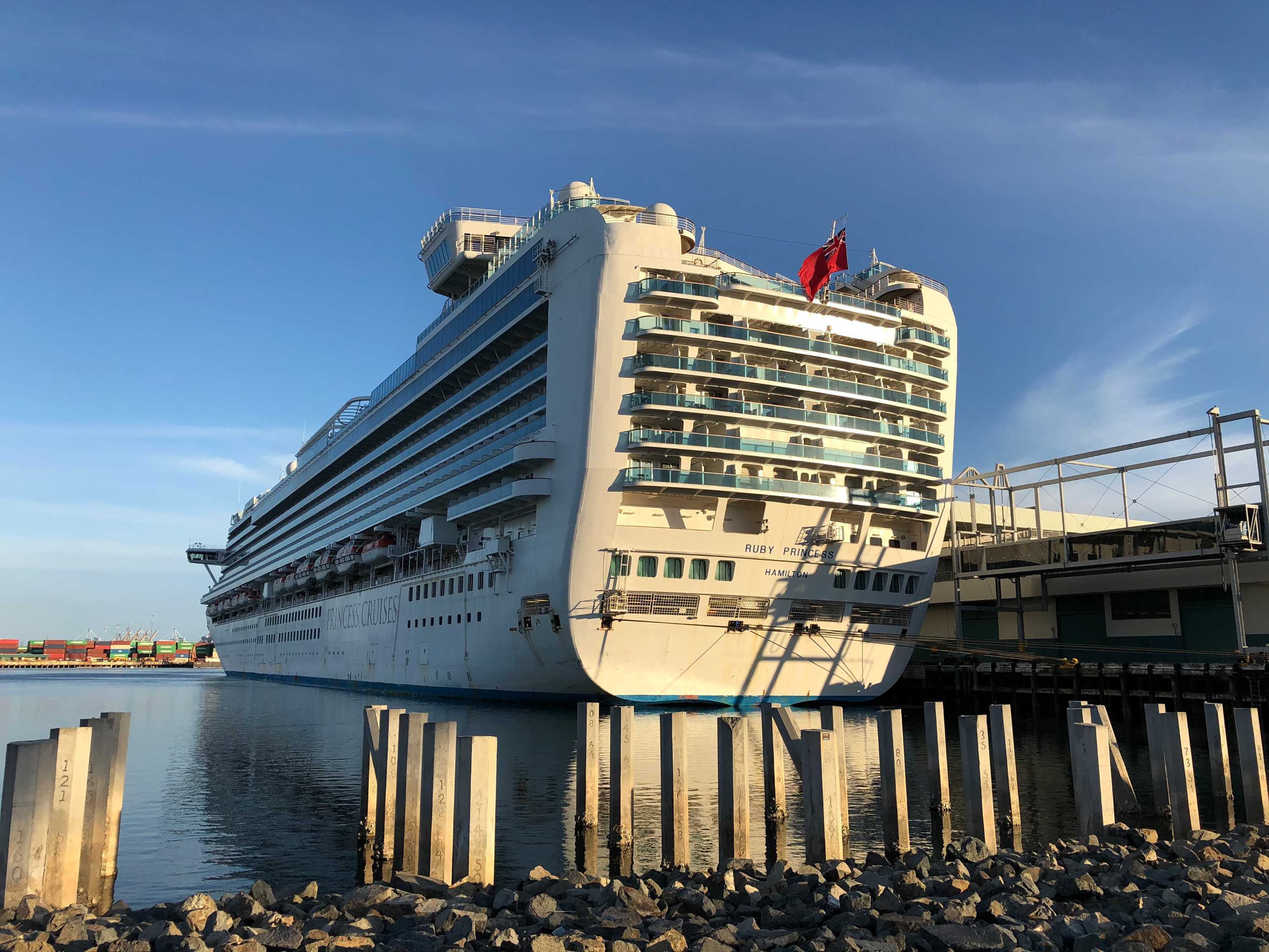 Ruby Princess cruise ship docked.