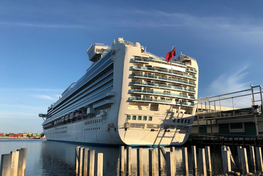 Ruby Princess cruise ship docked.