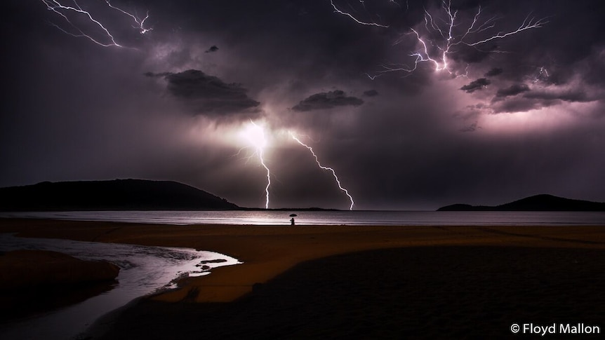 Lightning storm at Fingal Bay.