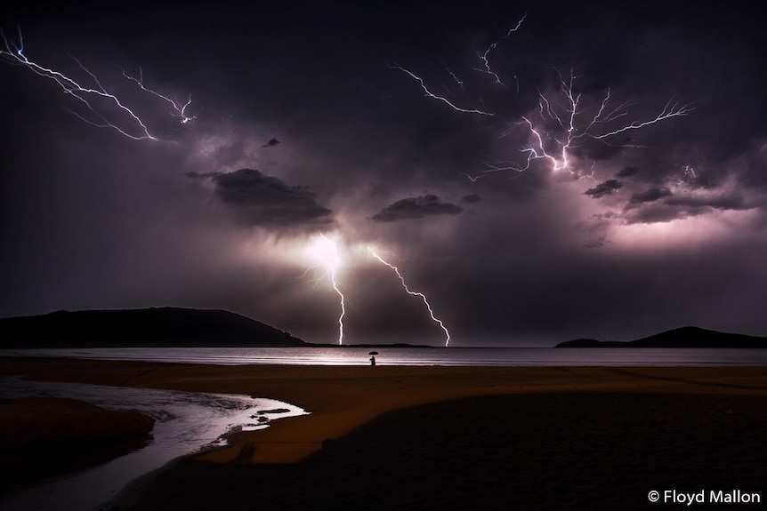 Lightning storm at Fingal Bay.