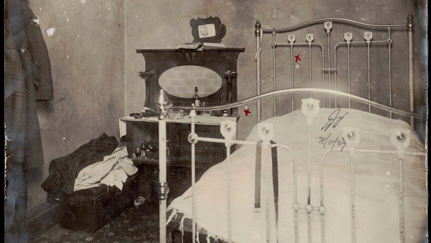 The bedroom of 50 Barkly Street in Carlton, where there was a shoot-out between Squizzy Taylor and John Cutmore.