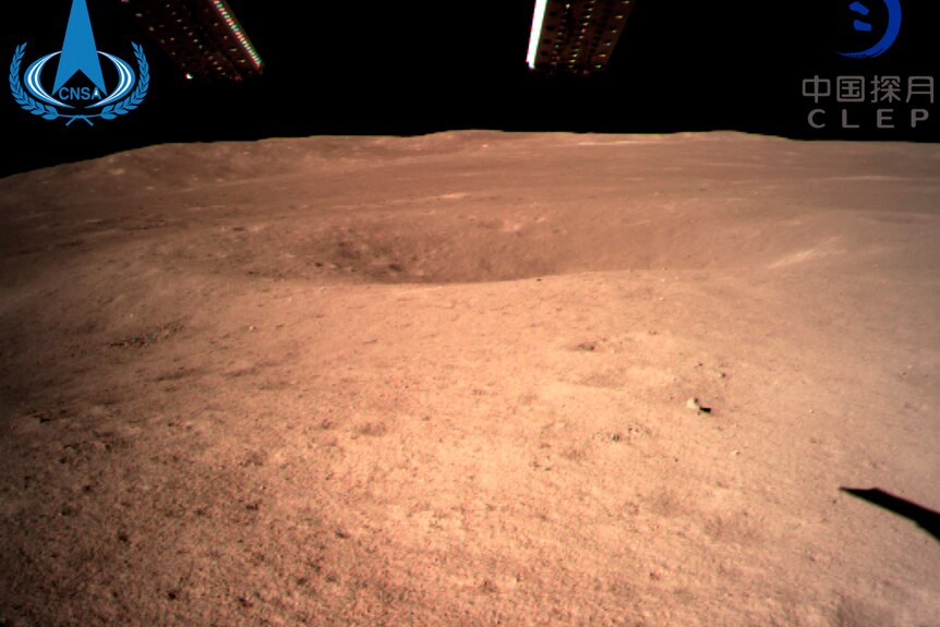 An image of the moon's far side taken by the Chang'e-4 probe