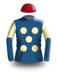 Green, yellow and red jockey silks.