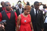 Lesley McSpadden arrives for the funeral of her son Michael Brown