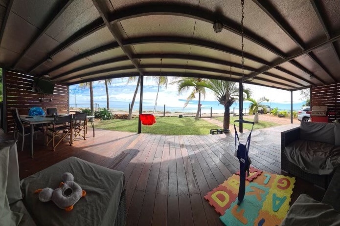 A view of water from The view from Tighe O'Donoghue's home in the West End precinct of Port Hedland.