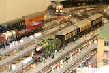 Model trains come into the station