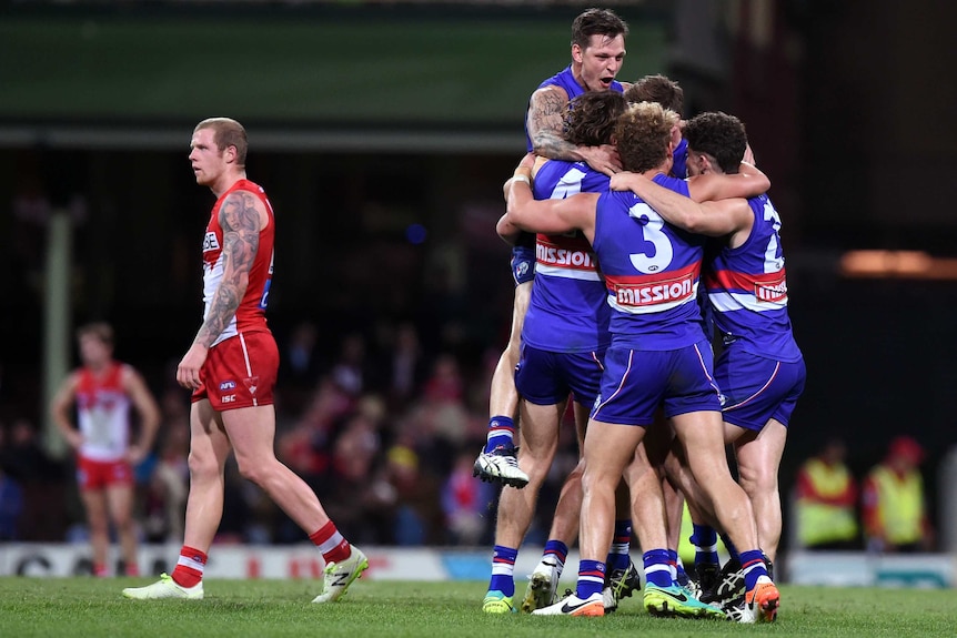 Western Bulldogs celebrate win over Sydney