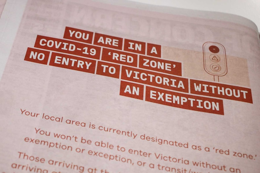 Newspaper advertisements warning people from New South Wales not to come to Victoria