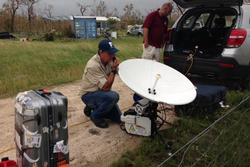 Dean Caton operating the MSAT.