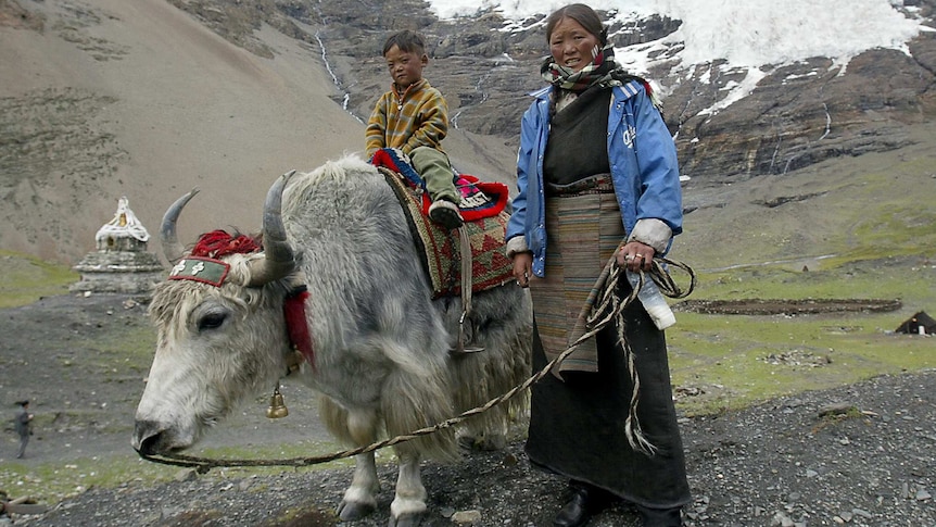 Tibetan woman and her child