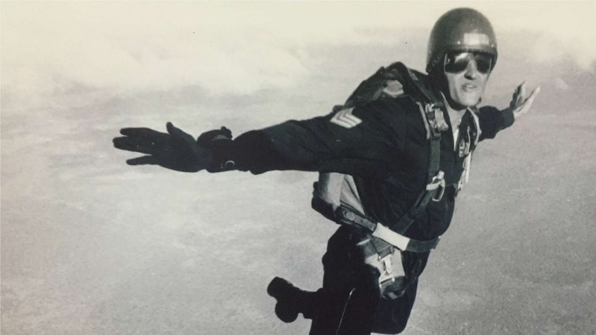 A man skydiving.