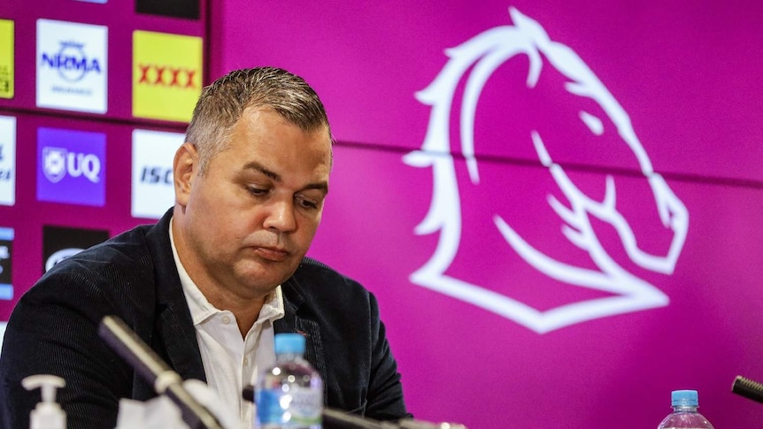 Anthony Seibold speaks to the media.