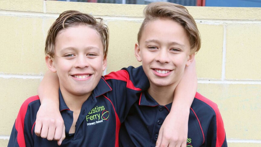 Noah and Xavier Clarke, students at Austins Ferry Primary School.
