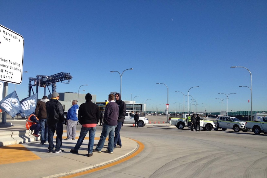 Road blocked at Port Botany