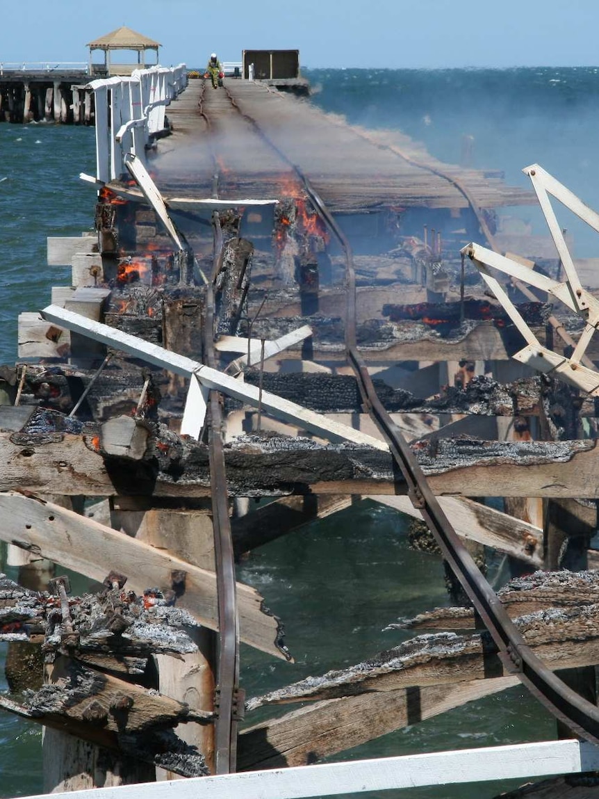 The mile long jetty on fire in 2007