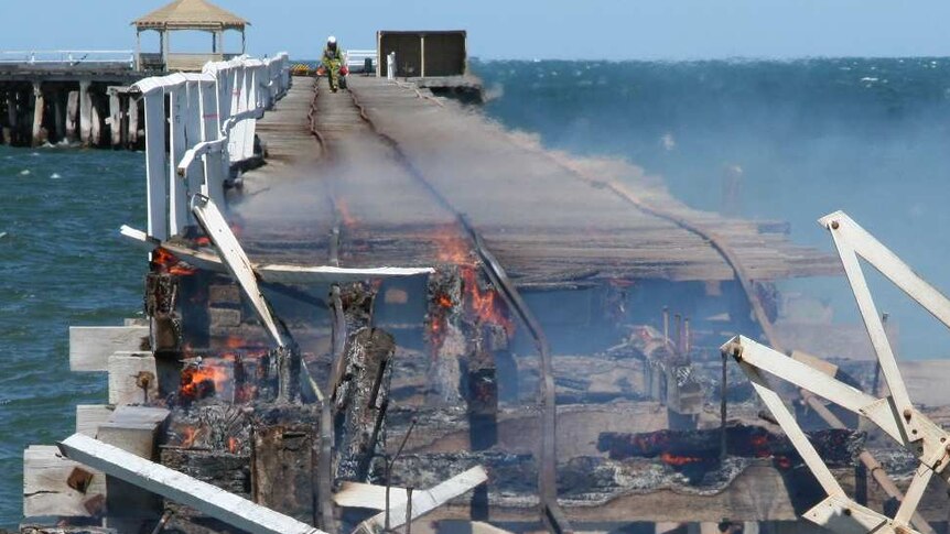 The mile long jetty on fire in 2007