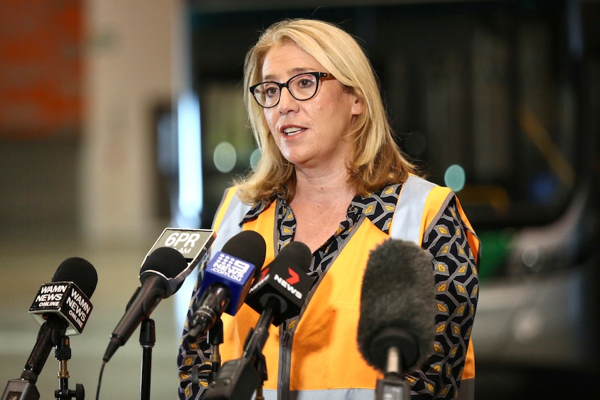 WA Transport Minister Rita Saffioti at a media conference.