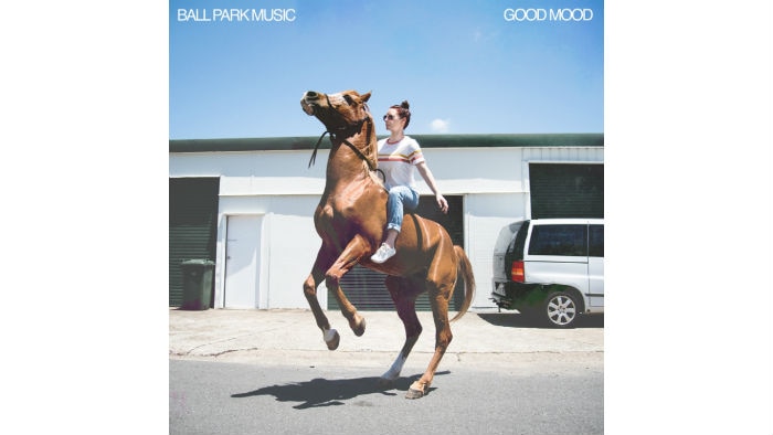 Ball Park Music - Good Mood album cover - a woman on a horse in a warehouse area