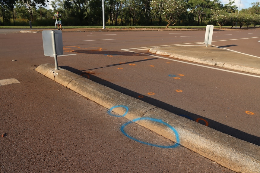 The site of a fatal crash on McMillans Road near the Darwin General Cemetery access road.
